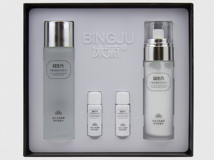 Подарочный набор косметики BINGJU PREBIOTICS Lastic Acid Bacteria Toner and Emulsion Set,  нормализация микрофлоры кожи, с пребиотиками, 4 позиции